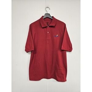 Jerzees Polo Shirt Mens Large Red Toys R Us Trainer Logo Workwear Uniform